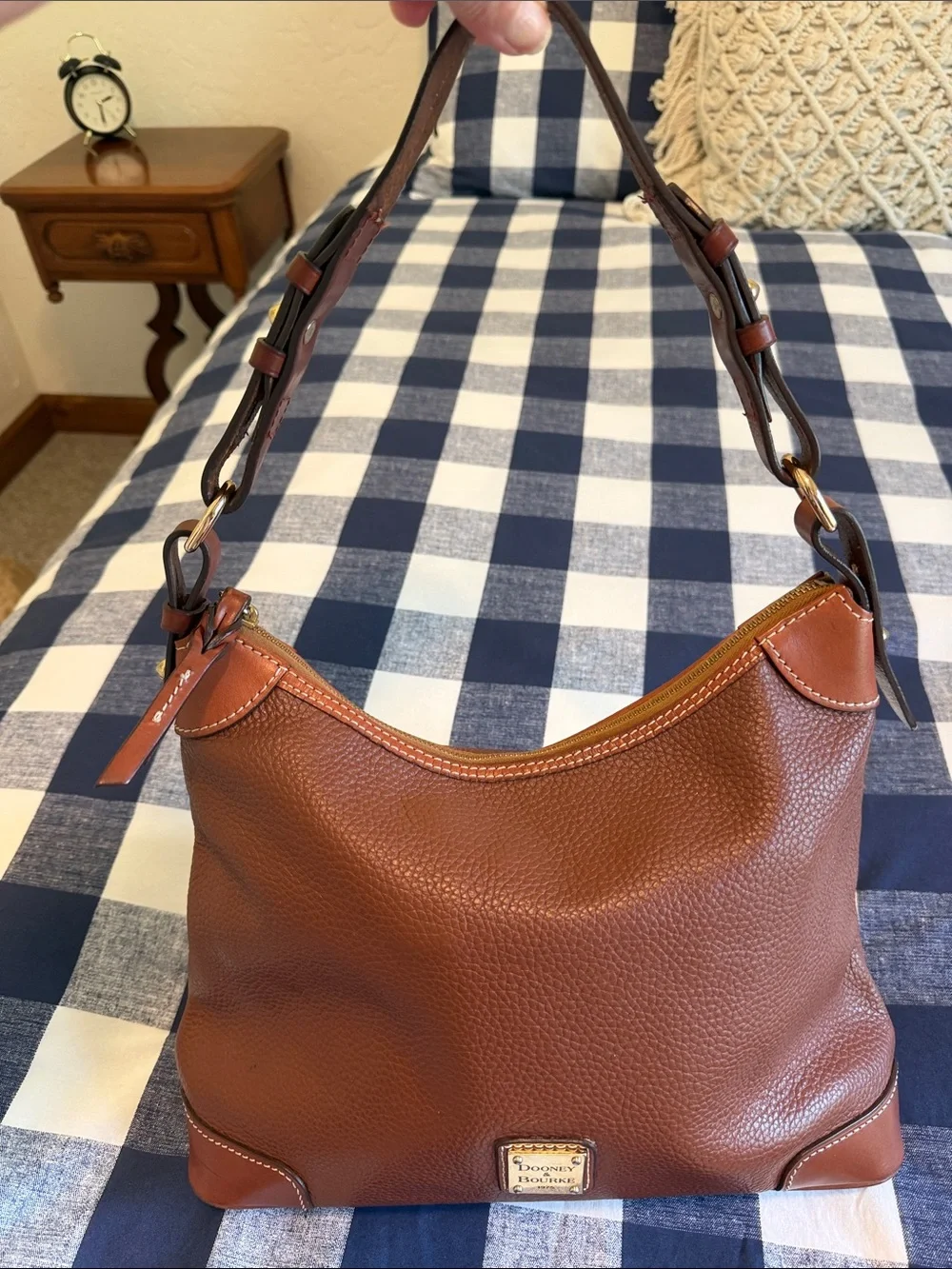Dooney & Bourke Brown Pebbled Leather Shoulder Hobo - Picture 1 of 6